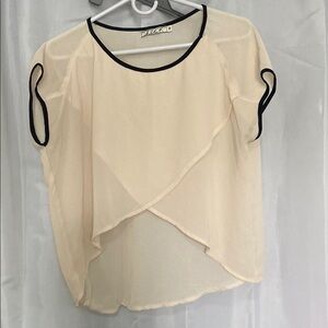 Chloe K Cream Asymmetrical Layered Blouse